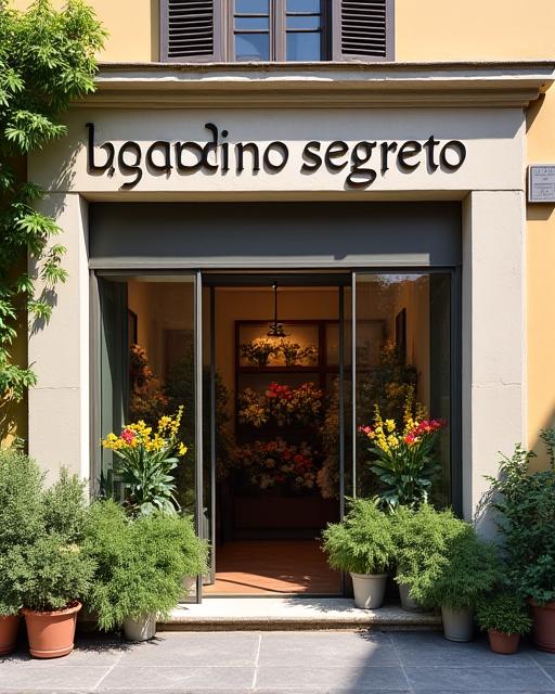 L'elegante facciata del negozio Giardino Segreto a Firenze.